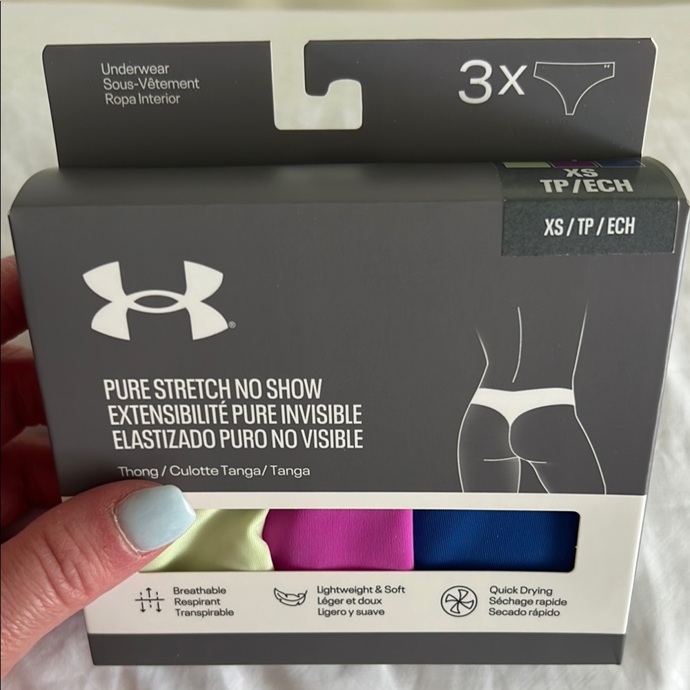 NIB W’s Under Armour Pure Stretch No Show Thong 3PC Set Sz XS - Picture 4 of 4